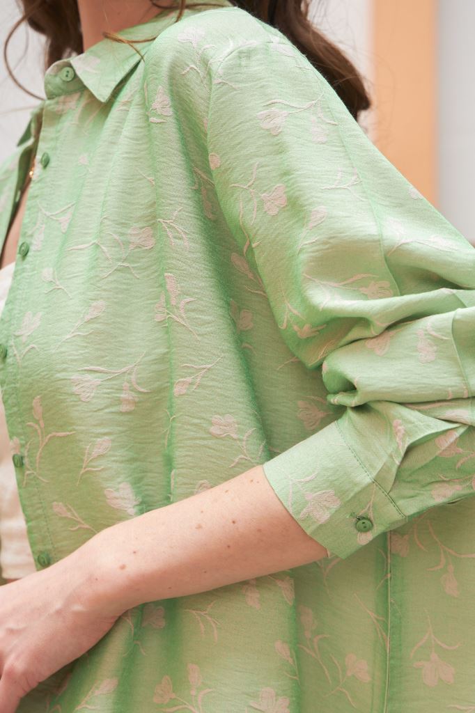 Olive color Flower Printed Shirt