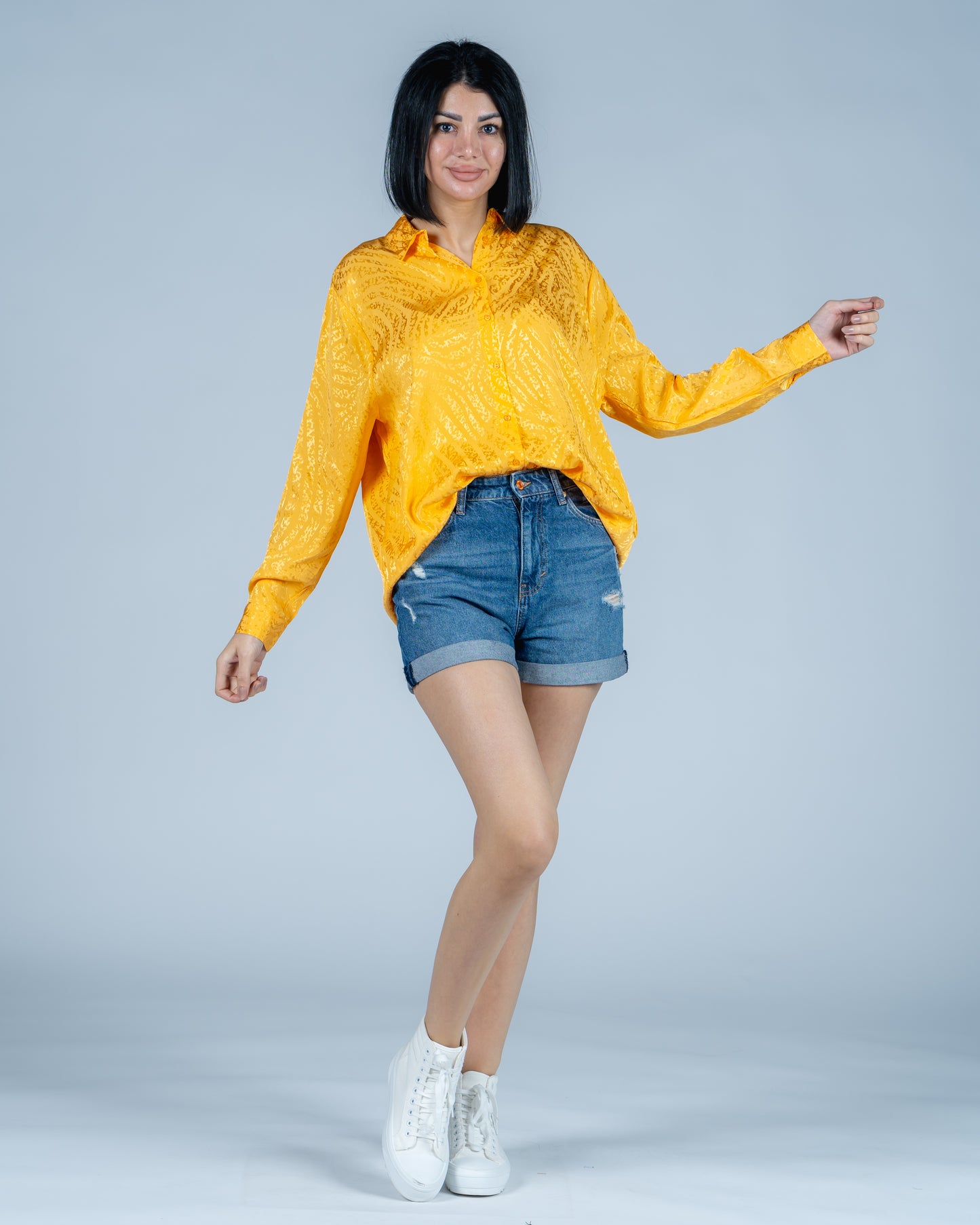 yellow printed shirt