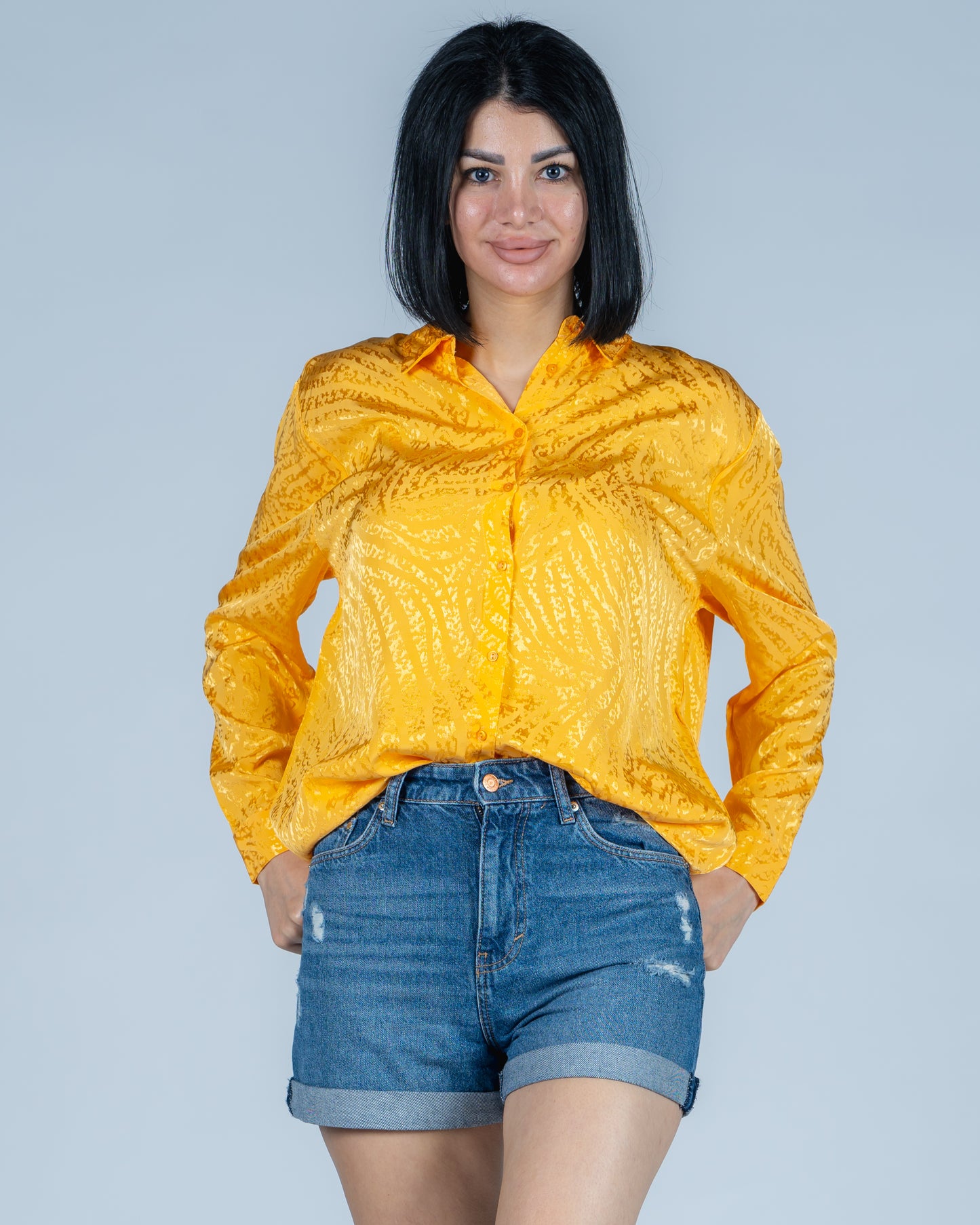 yellow printed shirt