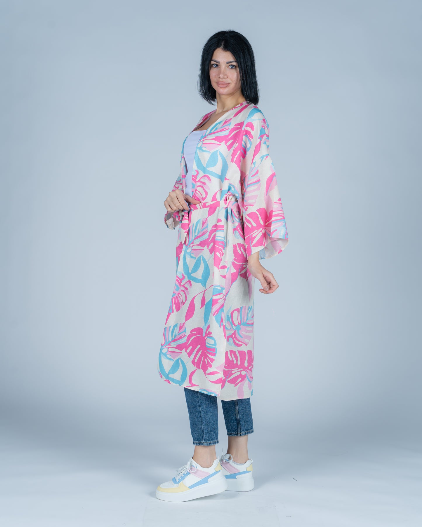 Long Printed Cardigan