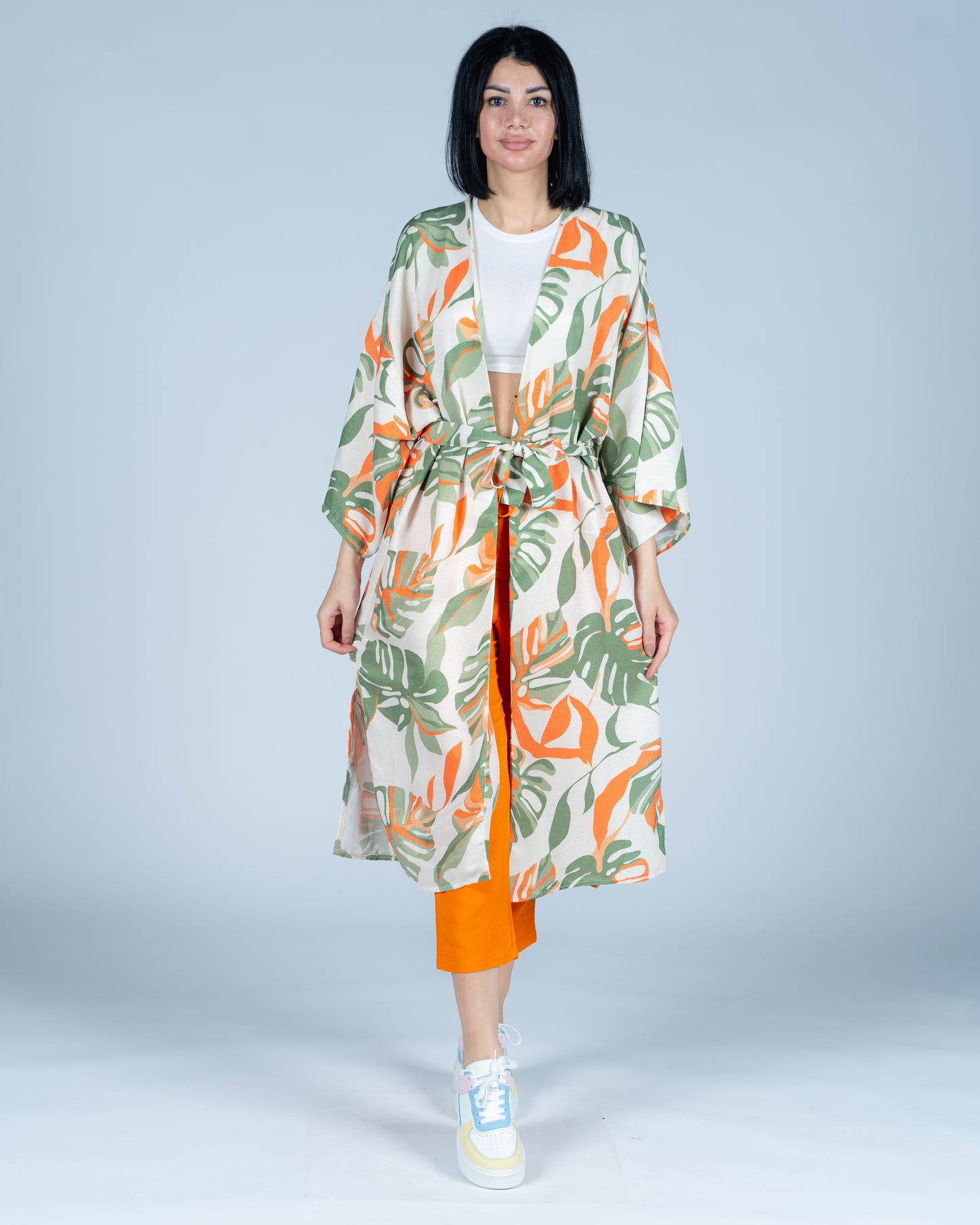 Long Printed Cardigan