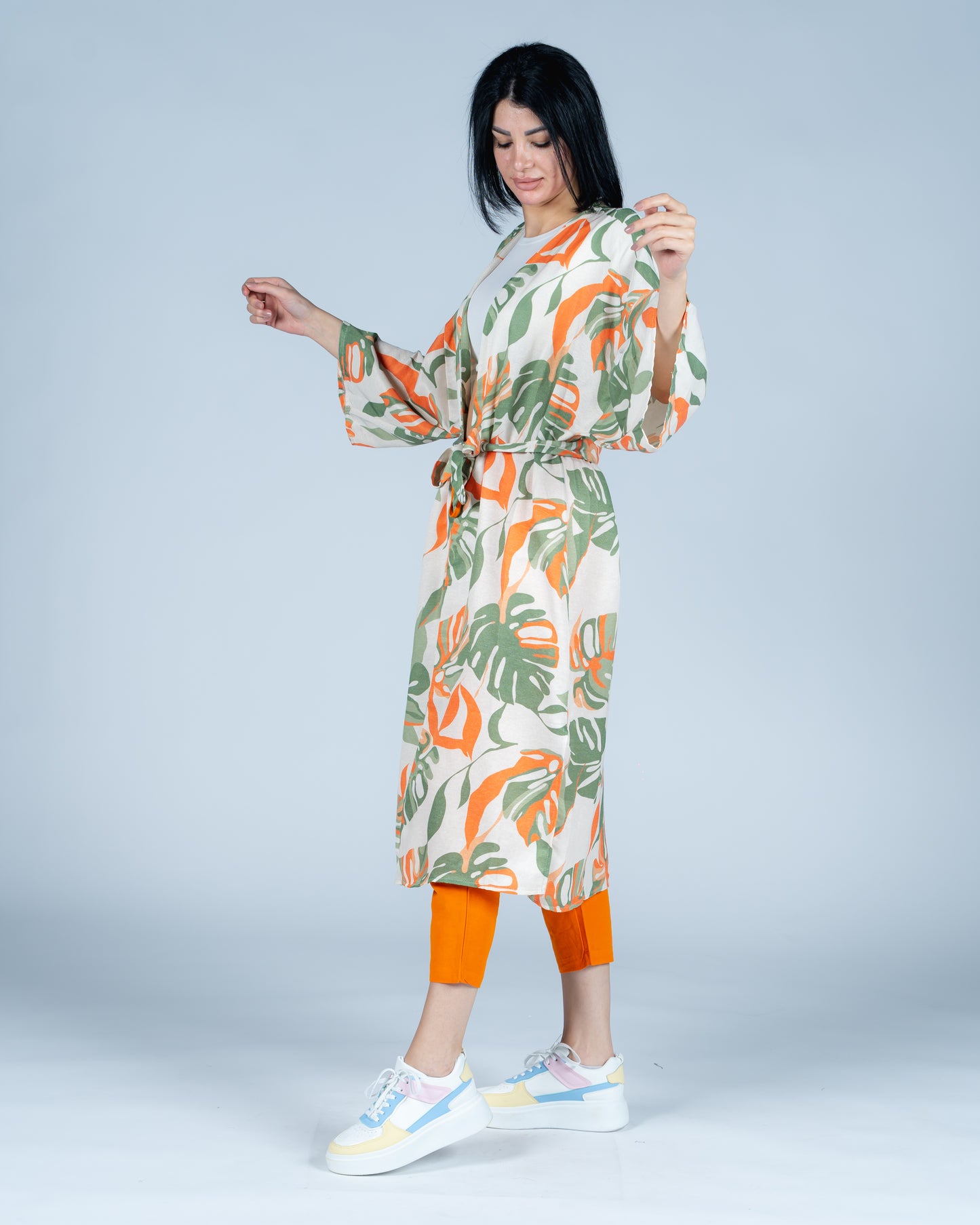 Long Printed Cardigan