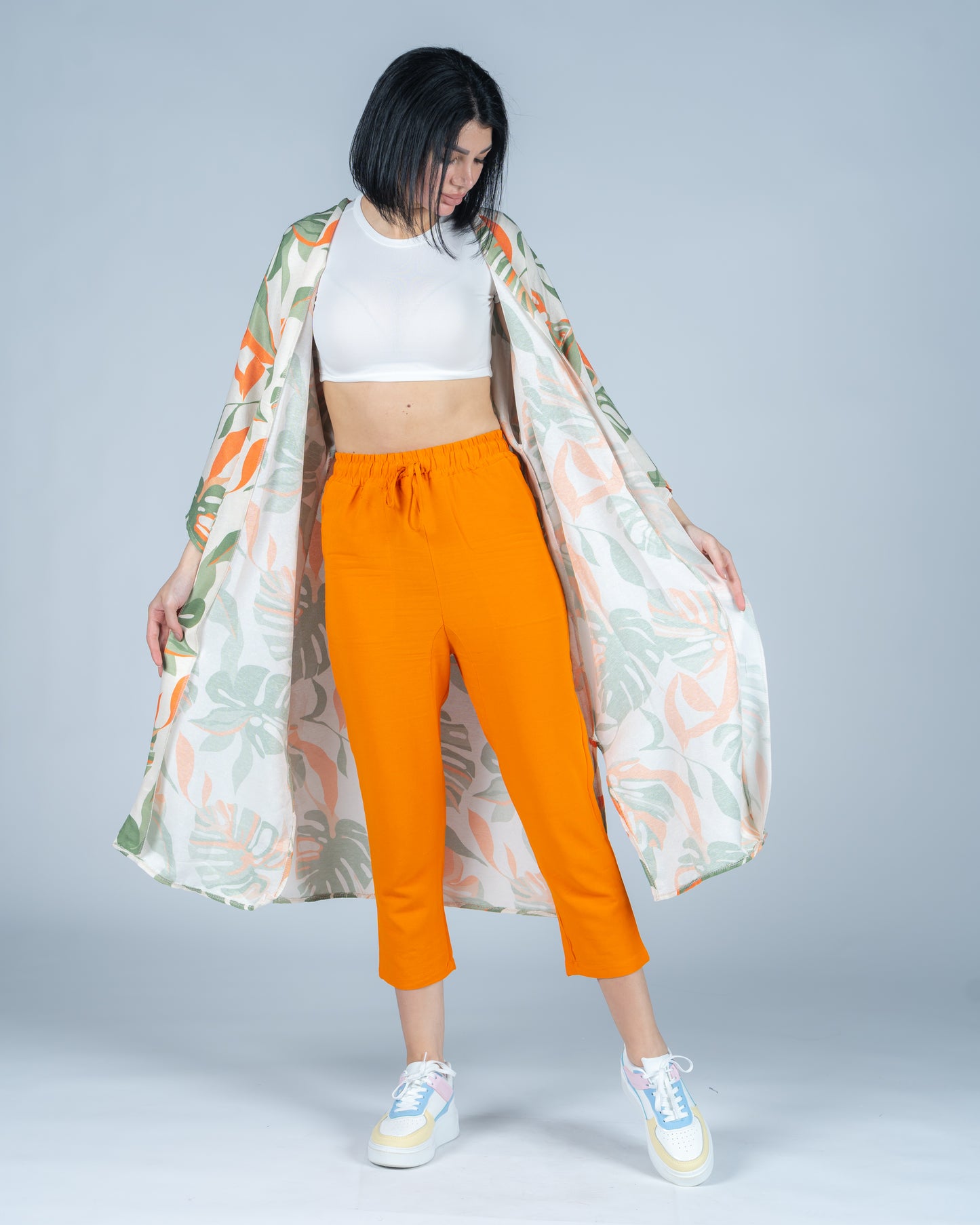 Long Printed Cardigan