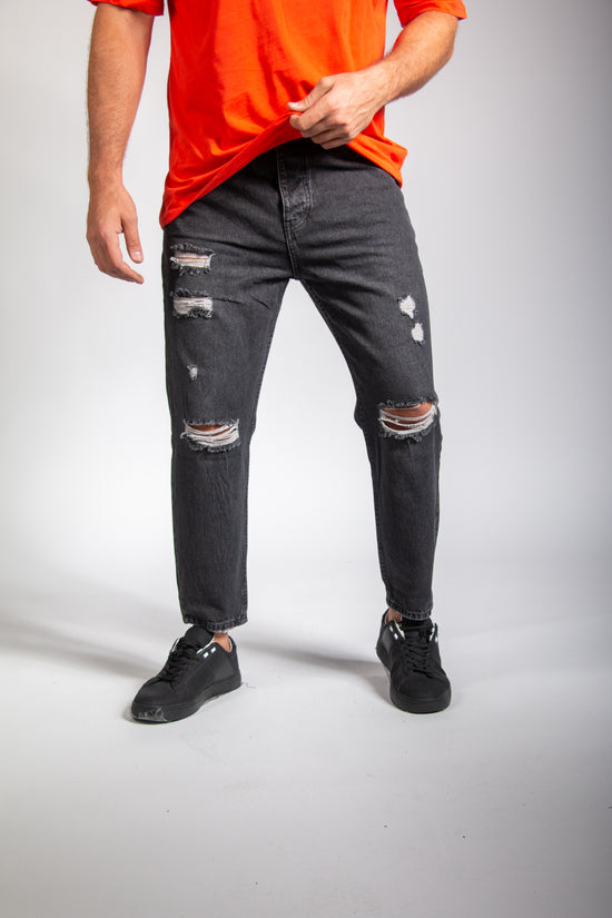 charcoal ribbed jeans for men