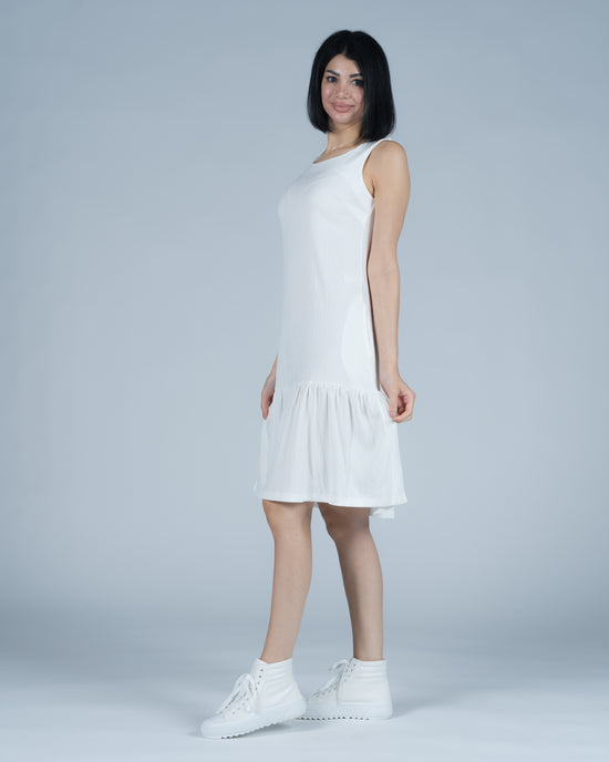 white Cut Sleeve Dress